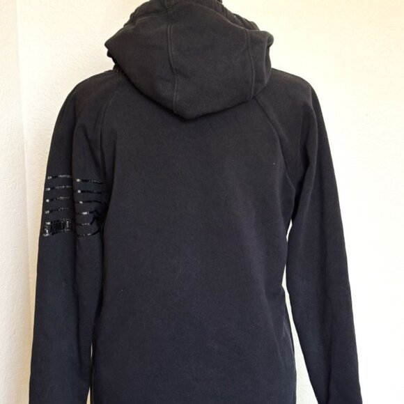 Black Under Armour "Loose" Hooded Sweatshirt Women's XS EUC Gray Sleeve Cuffs - Picture 5 of 8